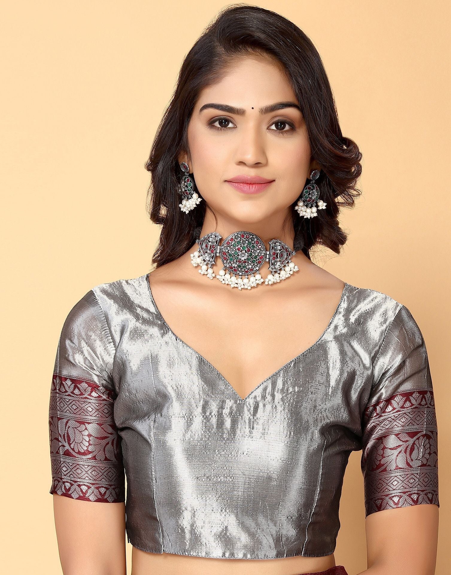 kanjeevaram maroon jkacquard saree