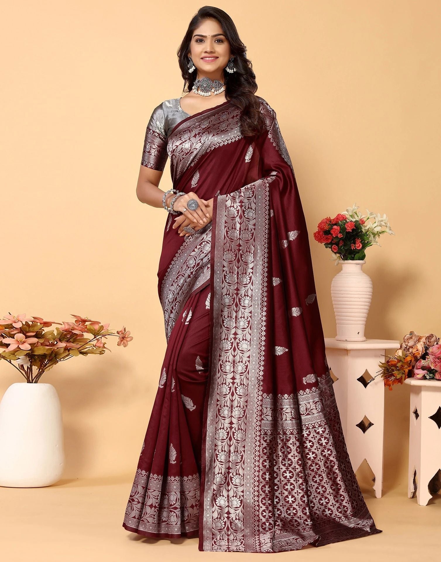 Royal Jacquard Silk Saree for Festive and Party Wear