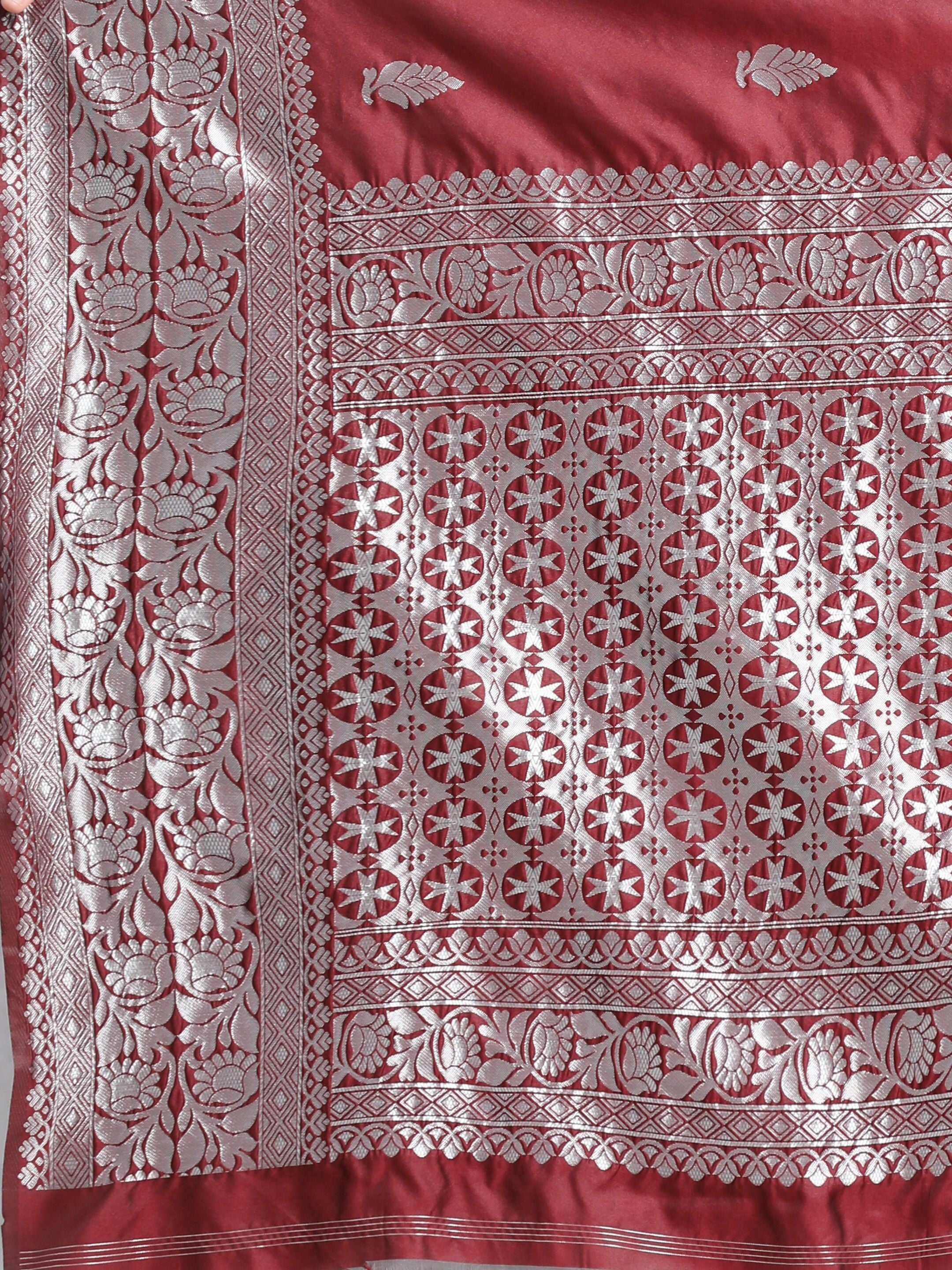 kanjeevaram maroon jkacquard saree