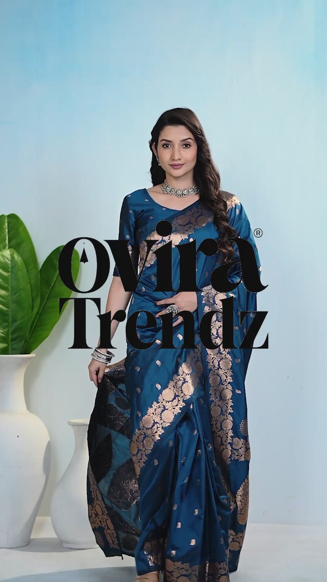 Festive Wear Teal Saree with Rich Floral Border Design